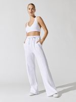 V-Neck Cross Back Bra in French Terry - White - Image 10
