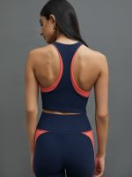 COLORBLOCK HIGH NECK BRA - CORE NAVY/ CAYENNE - Image 3