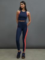 COLORBLOCK HIGH NECK BRA - CORE NAVY/ CAYENNE - Image 4