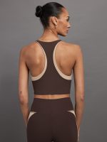 COLORBLOCK HIGH NECK BRA - DARK OAK/ SANDY TAN - Image 3