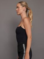 Corset Tank with Rhinestone Straps - Black - Image 3