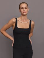Pearl Necklace Sweater Tank - Black - Image 2