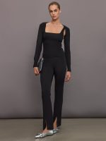 Pearl Necklace Sweater Tank - Black - Image 3