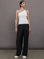 One Shoulder Tank in Ribbed Jersey - White - Image 3