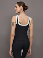 Colorblock Scoop Tank in Melt - Black/Cloud Dancer - Image 5