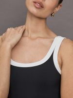 Colorblock Scoop Tank in Melt - Black/Cloud Dancer - Image 6