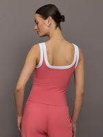 Colorblock Scoop Tank in Melt - Rosewood / White - Image 5