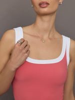 Colorblock Scoop Tank in Melt - Rosewood / White - Image 6
