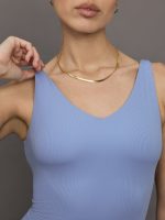 V-Neck Tank in Ribbed Melt - Hydrangea - Image 6