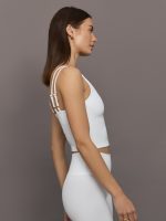 V-Neck Tank in Ribbed Melt - White - Image 4