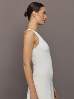 Racer High Neck Active Tank in Diamond Compression - Cloud Dancer - Image 4