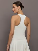 Racer High Neck Active Tank in Diamond Compression - Cloud Dancer - Image 5