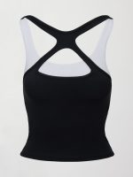 High Neck Cut Out Colorblock Tank in Melt - Black/White - Image 8