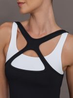 High Neck Cut Out Colorblock Tank in Melt - Black/White - Image 6