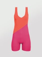 V-NECK SHORT JUMPSUIT - FUCHSIA PURPLE / CAYENNE - Image 7