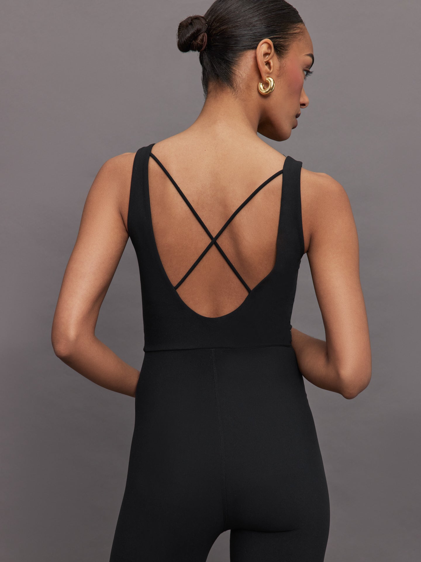 CARB-YD433-BLKBLK-Cross-Back-Jumpsuit-color-Black_64458-Edit Cross Back Jumpsuit in Melt - Black - Image 1