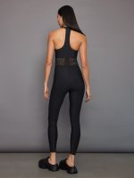 Laser Cut Jumpsuit in Diamond Compression - Black - Image 6