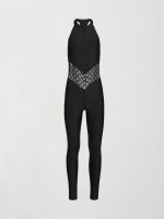 Laser Cut Jumpsuit in Diamond Compression - Black - Image 9