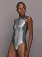 Liquid Metallic Bodysuit - Metallic Silver - Image 16