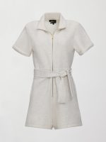 Short Romper in Interlock - Moonbeam Heather - Image 10