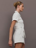 Short Romper in Interlock - Moonbeam Heather - Image 4