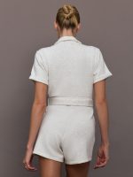 Short Romper in Interlock - Moonbeam Heather - Image 5