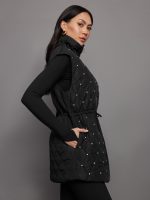 Diamond Quilted Puffer Vest - Black - Image 3