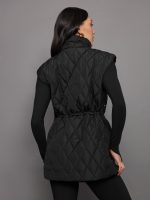 Diamond Quilted Puffer Vest - Black - Image 4