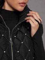Diamond Quilted Puffer Vest - Black - Image 5