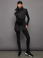Diamond Quilted Puffer Vest - Black - Image 6