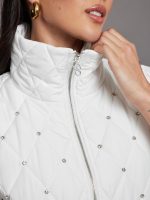 Diamond Quilted Puffer Vest - White - Image 5