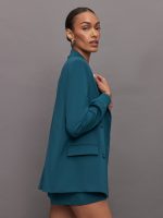 Oversized Blazer with Cuffs - Deep Lagoon - Image 4