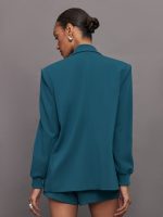 Oversized Blazer with Cuffs - Deep Lagoon - Image 5
