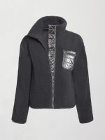 Metallic Sherpa Jacket - Dark Grey with Gunmetal Foil - Image 6