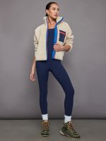 Contrast Sherpa Jacket - Brown Rice / Navy Blazer - Image 6