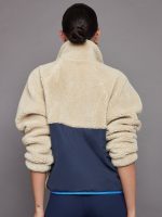 Contrast Sherpa Jacket - Brown Rice / Navy Blazer - Image 5