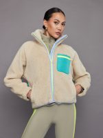 Contrast Sherpa Jacket - Brown Rice/ Wasabi - Image 5