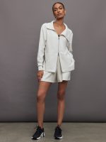 Knit Jacket with Asymmetrical Zip in Interlock - Moonbeam Heather - Image 7