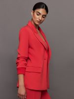 Single Breasted Blazer in Scuba - Tomato - Image 4
