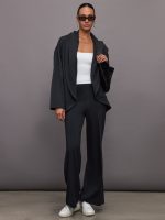 Knit Cocoon Cardigan in Interlock - Black - Image 3