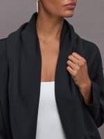 Knit Cocoon Cardigan in Interlock - Black - Image 6