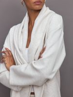 Knit Cocoon Cardigan in Interlock - Moonbeam Heather - Image 6