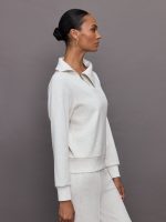 Half Zip Asymmetrical Pullover in Interlock - Moonbeam Heather - Image 4