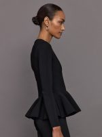 Peplum Zip Up - Black - Image 5