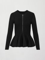 Peplum Zip Up - Black - Image 14