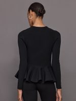 Peplum Zip Up - Black - Image 10