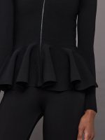 Peplum Zip Up - Black - Image 8
