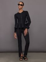 Peplum Zip Up - Black - Image 3