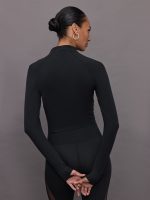 Mock Neck Corset Zip Top in Melt - Black - Image 4