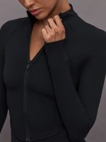 Mock Neck Corset Zip Top in Melt - Black - Image 5